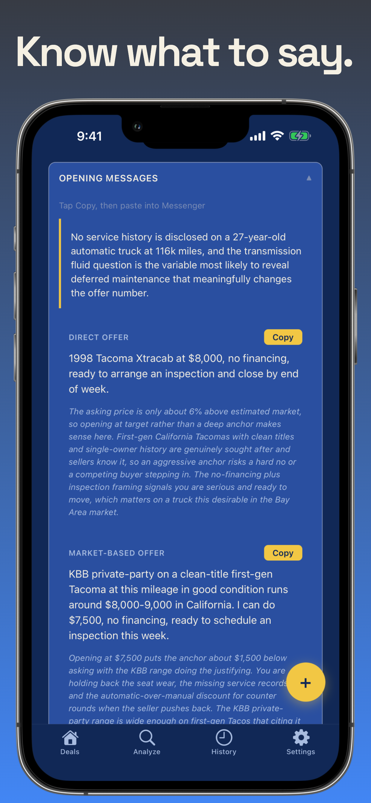 Three ready-to-send negotiation message options